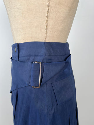 Blue techno linen wrap skirt (XS to M)