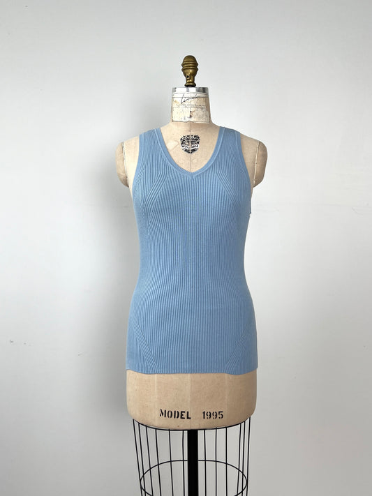 Top en tricot de coton bleu ciel (XS)