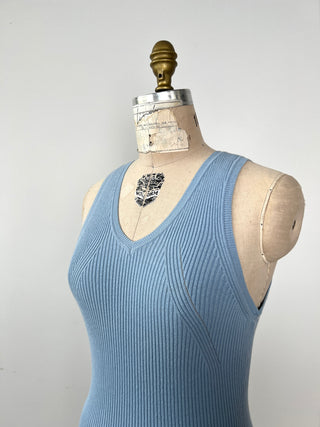 Top en tricot de coton bleu ciel (XS)