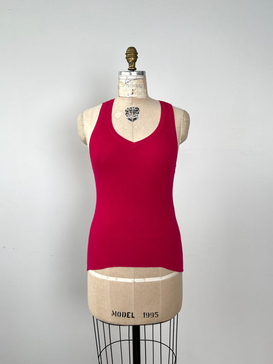 Top en tricot de coton framboise (S)