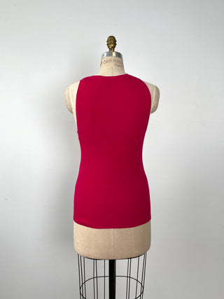 Top en tricot de coton framboise (S)