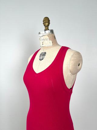 Top en tricot de coton framboise (S)