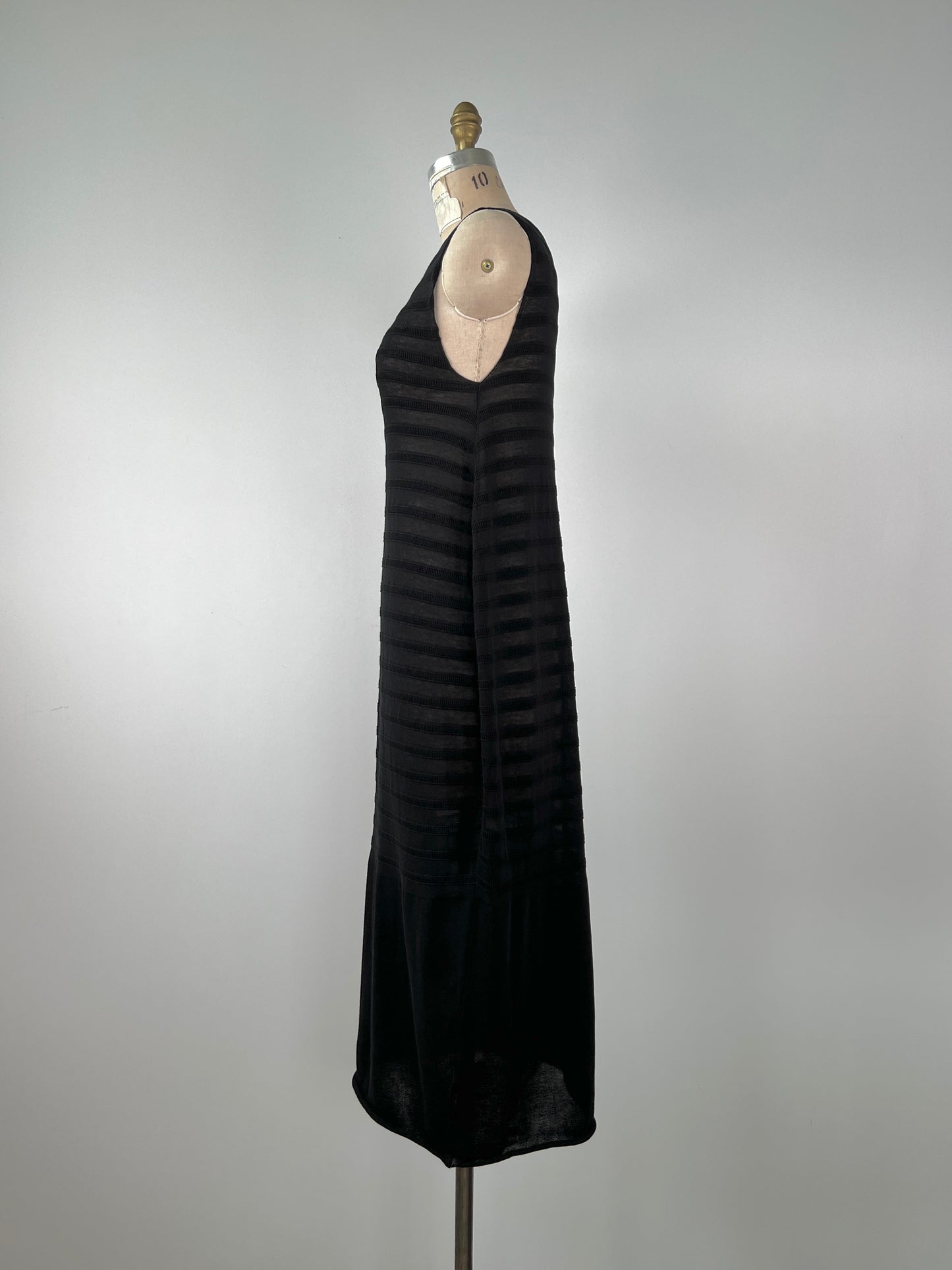 Robe midi noire en tricot à rayures texturées (S à L+)