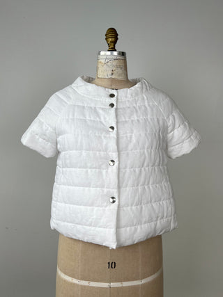 White linen short sleeve down jacket (6)