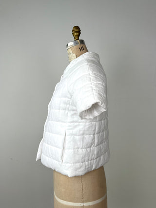 White linen short sleeve down jacket (6)