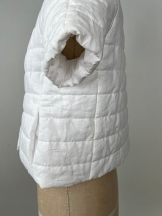 White linen short sleeve down jacket (6)