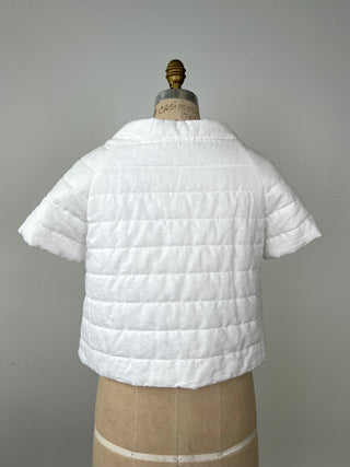 White linen short sleeve down jacket (6)