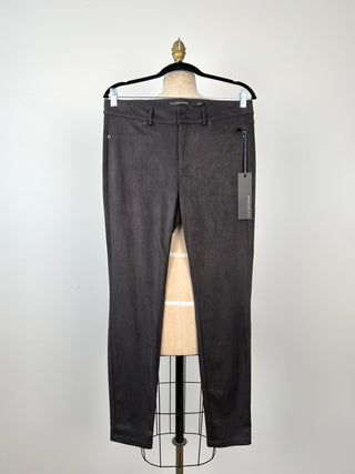 Pantalon cigarette en faux suède anthracite profond (4 et 8)