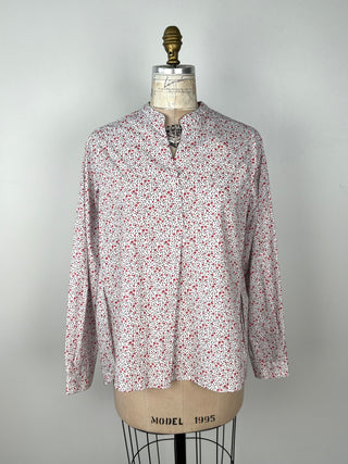 Blouse évasée à imprimé floral rose (6)