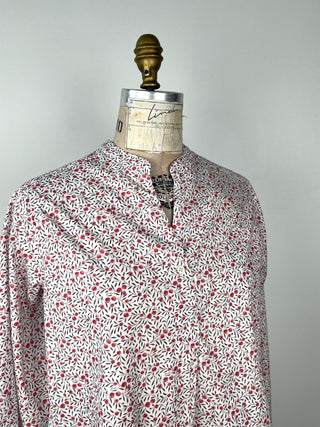 Blouse évasée à imprimé floral rose (6)