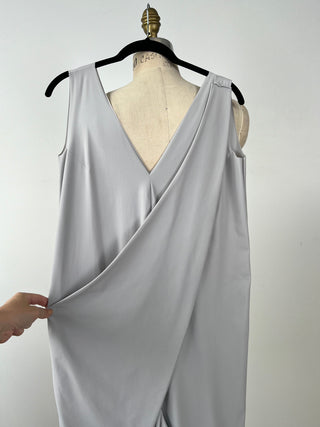 Avant-garde jumpsuit in light gray microfiber (6)