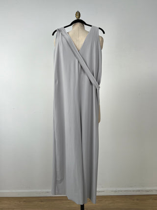 Jumpsuit avant-garde en microfibre gris lumière (6)