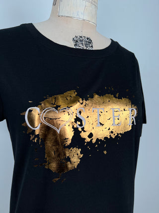 Coster Gold Splash Print Black T-Shirt (S)