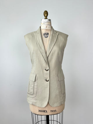 Blazer sans manches en lin greige lavable (6)