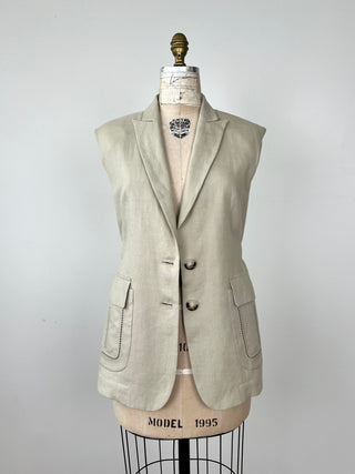 Blazer sans manches en lin greige lavable (6)