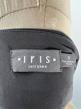 Veste noire à détail de cuir véritable (XS/S)