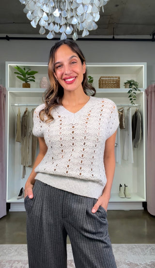 Grey open-knit glittery tank top (6)