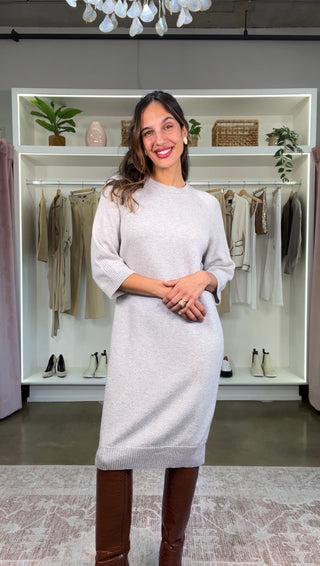 Robe chandail grise en maille précieuse (6)