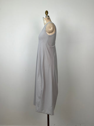 Robe évasée en microfibre gris perle (S)