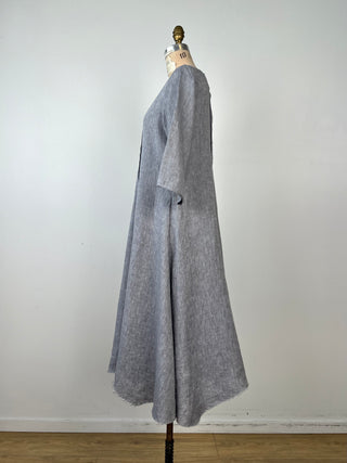 Robe à coupes franches en lin façon denim  (4 et 8)