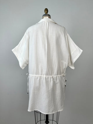 Cream waffle cotton modular kimono tunic (TU)