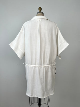 Tunique kimono modulable en coton gaufré crème (TU)