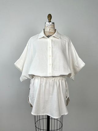 Tunique kimono modulable en coton gaufre creme TU VERYSMART