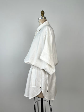 Cream waffle cotton modular kimono tunic (TU)