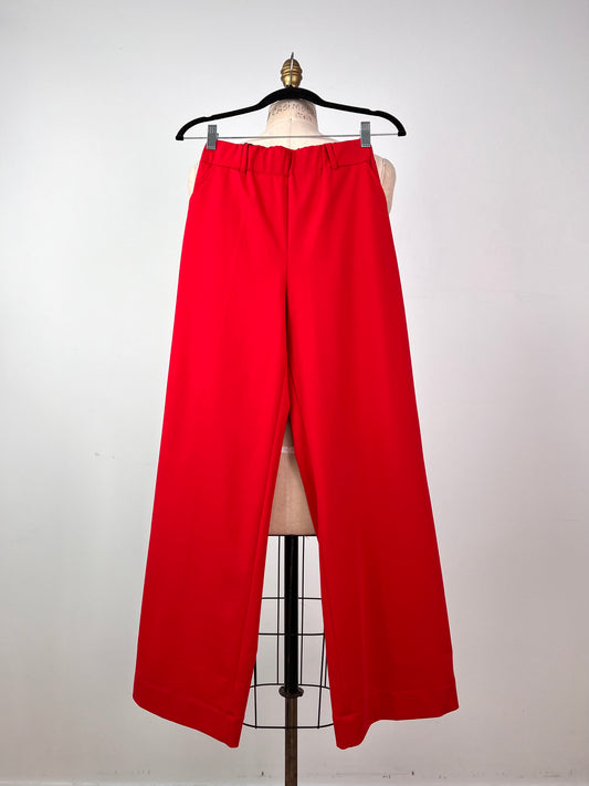Pantalon bootcut rouge à taille élastique (2)