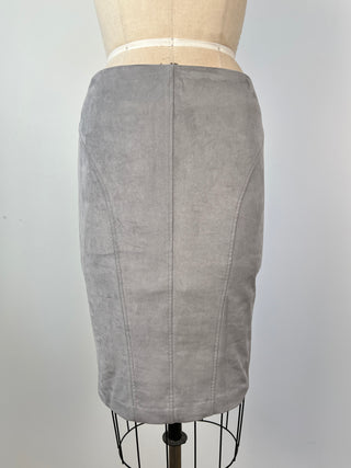 Pearl Grey Faux Suede Pencil Skirt (2 &amp; 6)