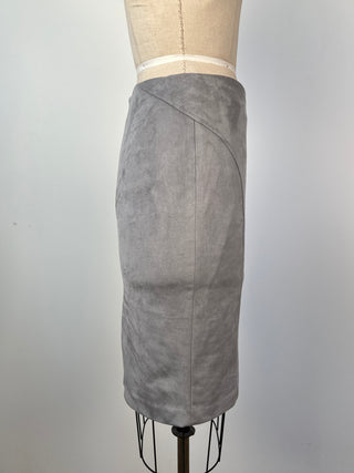 Pearl Grey Faux Suede Pencil Skirt (2 &amp; 6)