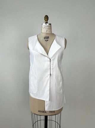 Veste techno chic blanc givré à coupe biseau (6)