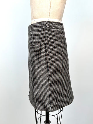 Grey and chocolate houndstooth wool skirt (8)