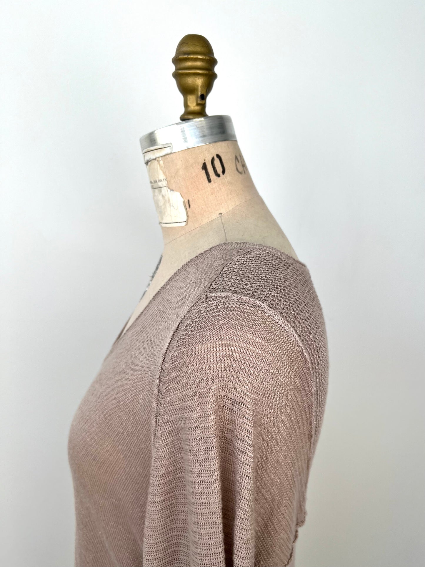 Chandail tricot pur lin à empiècements texturés (M)
