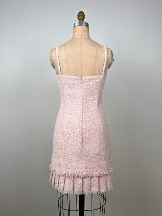 Powder pink tweed-style strapless dress (XS/S)