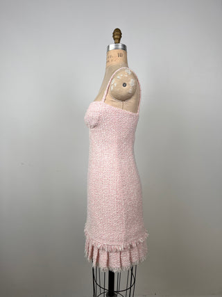 Powder pink tweed-style strapless dress (XS/S)