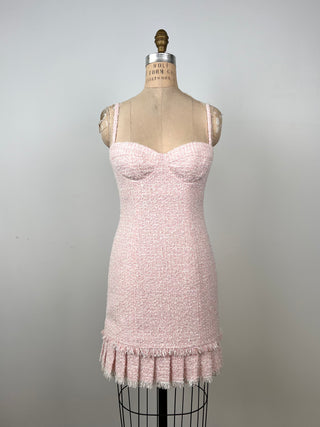 Robe bustier façon tweed rose poudre (XS/S)