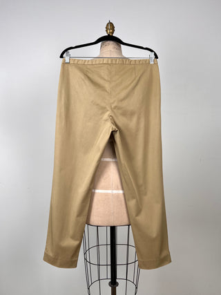 Pantalon cigarette en coton extensible camel (8)