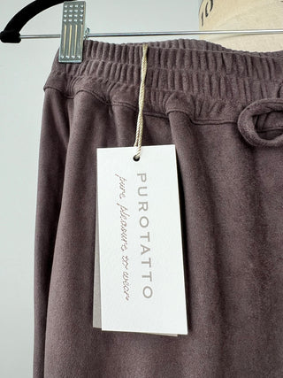 Pantalon mou chic écourté en faux suède chocolat (2 et 6)