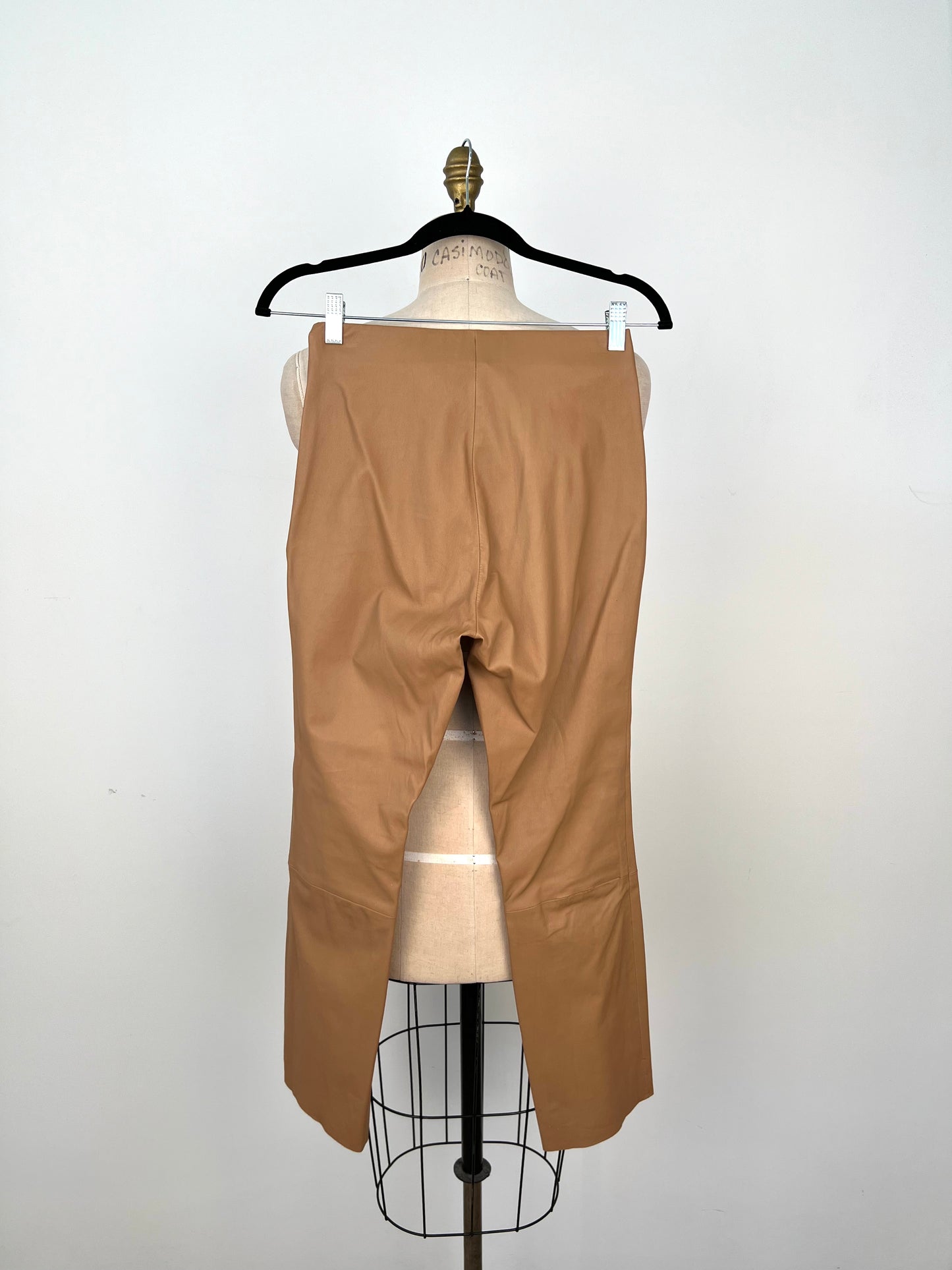 Pantalon legging bootcut en cuir extensible camel  (XS)