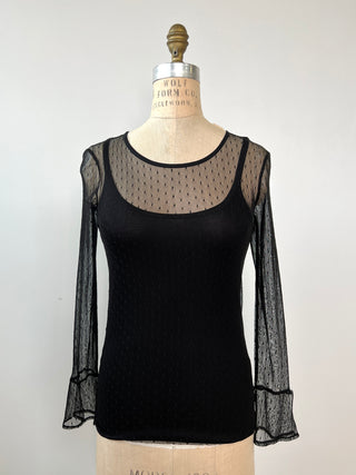 Black tulle top with lined picots (4)