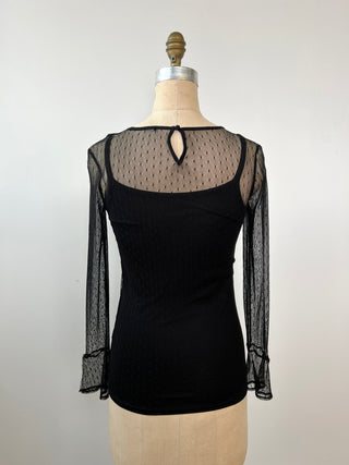 Black tulle top with lined picots (4)