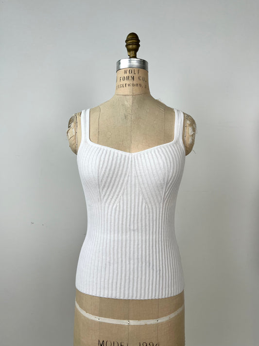 Top en tricot de coton blanc (4)