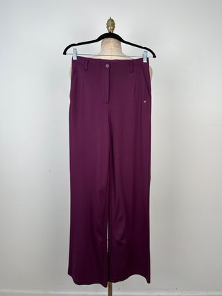 Pantalon évasé mou chic prune (S)