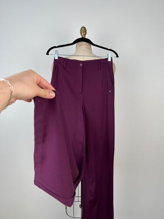 Pantalon évasé mou chic prune (S)