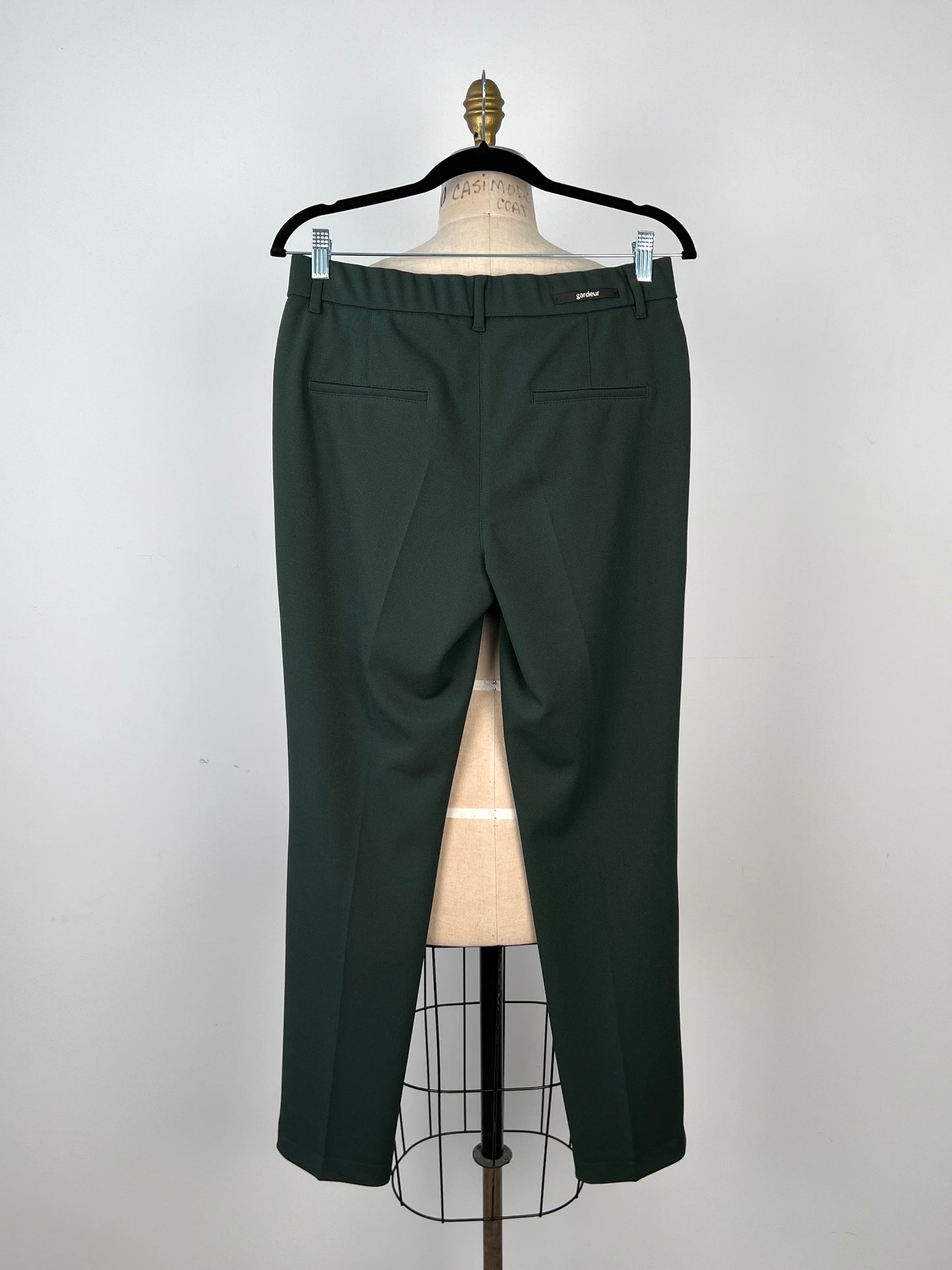 Pantalon tailleur vert forêt à taille élastique (8)