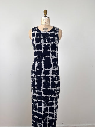 Glacier Jacquard Slit Dress Navy (M)