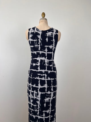 Robe fendue à jacquard glacier marine (M)