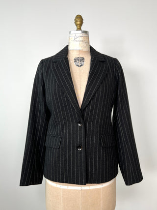 Blazer cintré anthracite à rayures crème (XS)