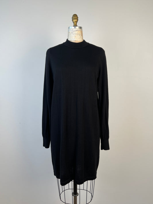 Robe chandail en pure laine vierge noire (L)